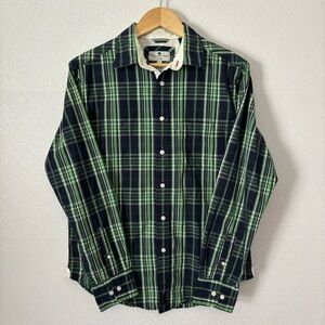 Canterbury of New Zealand Lime Green/Navy Plaid Long Sleeve Shirt Men's Medium
